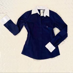 Navy Blue and White Button Down